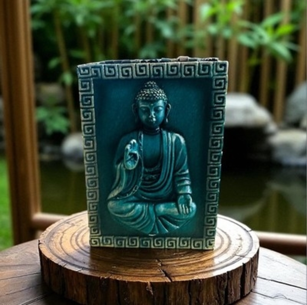 Handcrafted PRC Green Gold Witness Buddha Keepsake Box 2.5"x3.5"x1.5"
